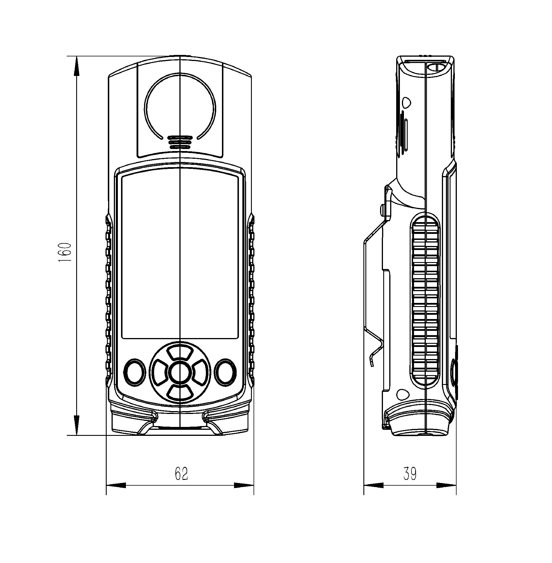 袖珍可穿戴手持氣象站產品尺寸圖